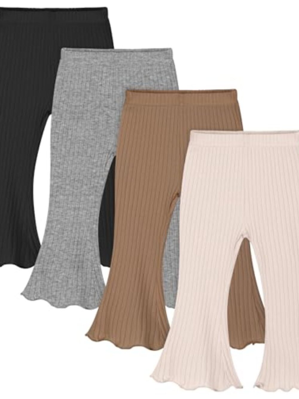 Baby Girl Flare Pants Cotton Spandex Ribbed Bell Bottoms 4 Pack Toddler Trousers